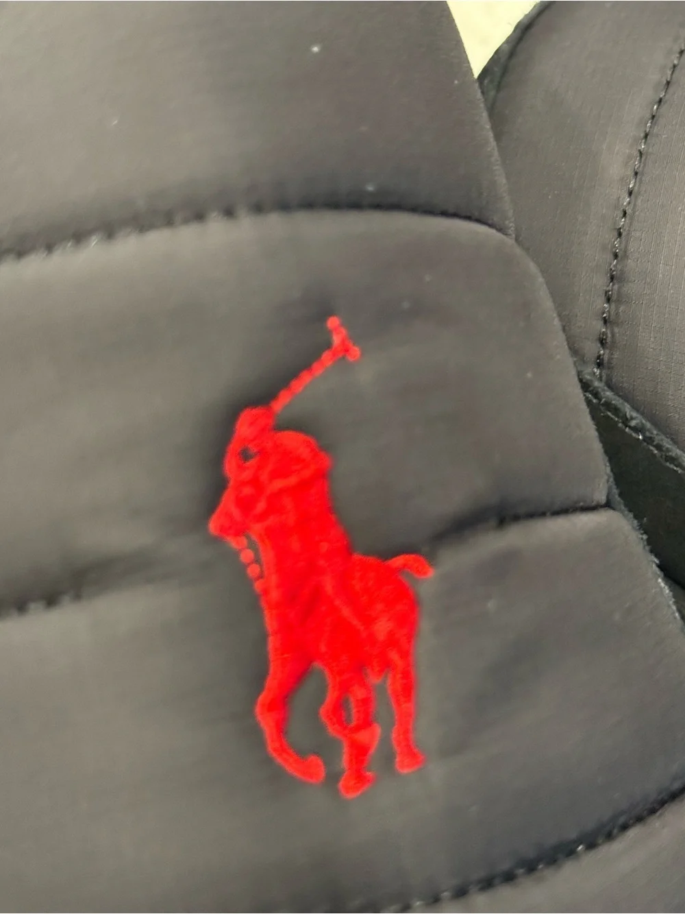 Polo by Ralph Lauren Gray Quilted Slip-On Slippers with Red Polo Logo